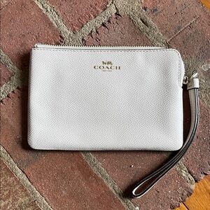 Coach Cream Wristlet with Gold Logo